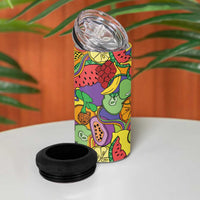 Hawaii Fruits Hippie Style 4 in 1 Can Cooler Tumbler Vibrant Colorful