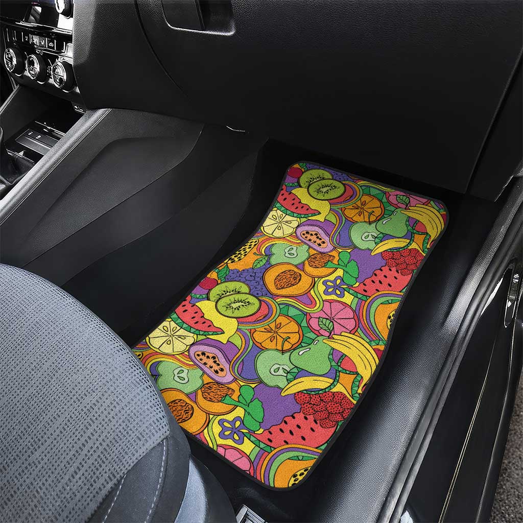 Hawaii Fruits Hippie Style Car Mats Vibrant Colorful
