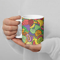 Hawaii Fruits Hippie Style Ceramic Mug Vibrant Colorful