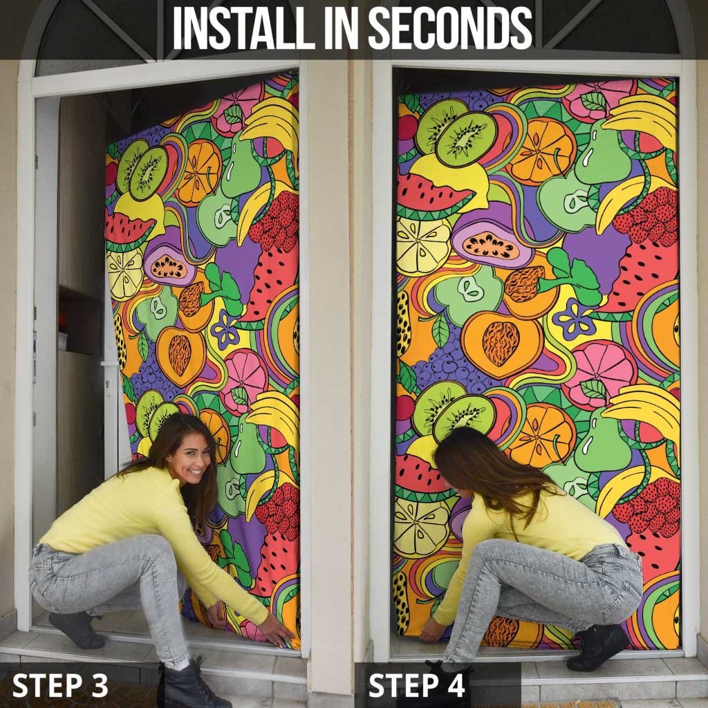 Hawaii Fruits Hippie Style Door Cover Vibrant Colorful
