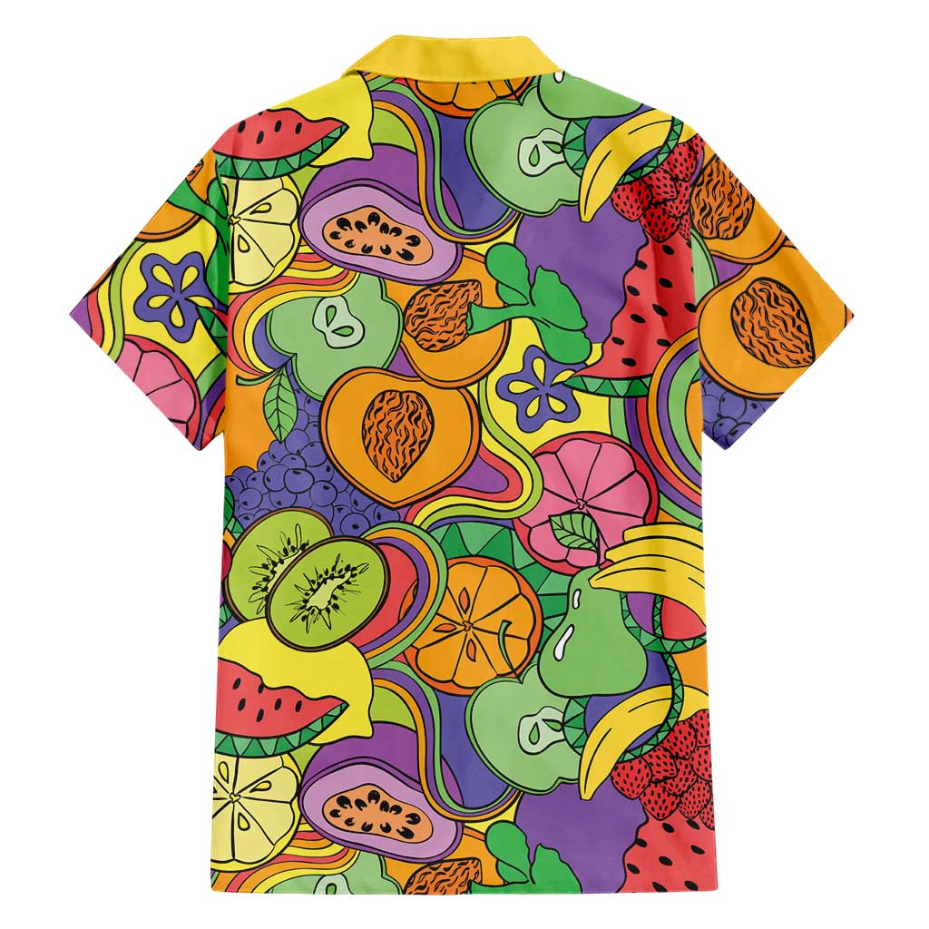 Hawaii Fruits Hippie Style Family Matching Off Shoulder Maxi Dress and Hawaiian Shirt Vibrant Colorful LT01 - Polynesian Pride