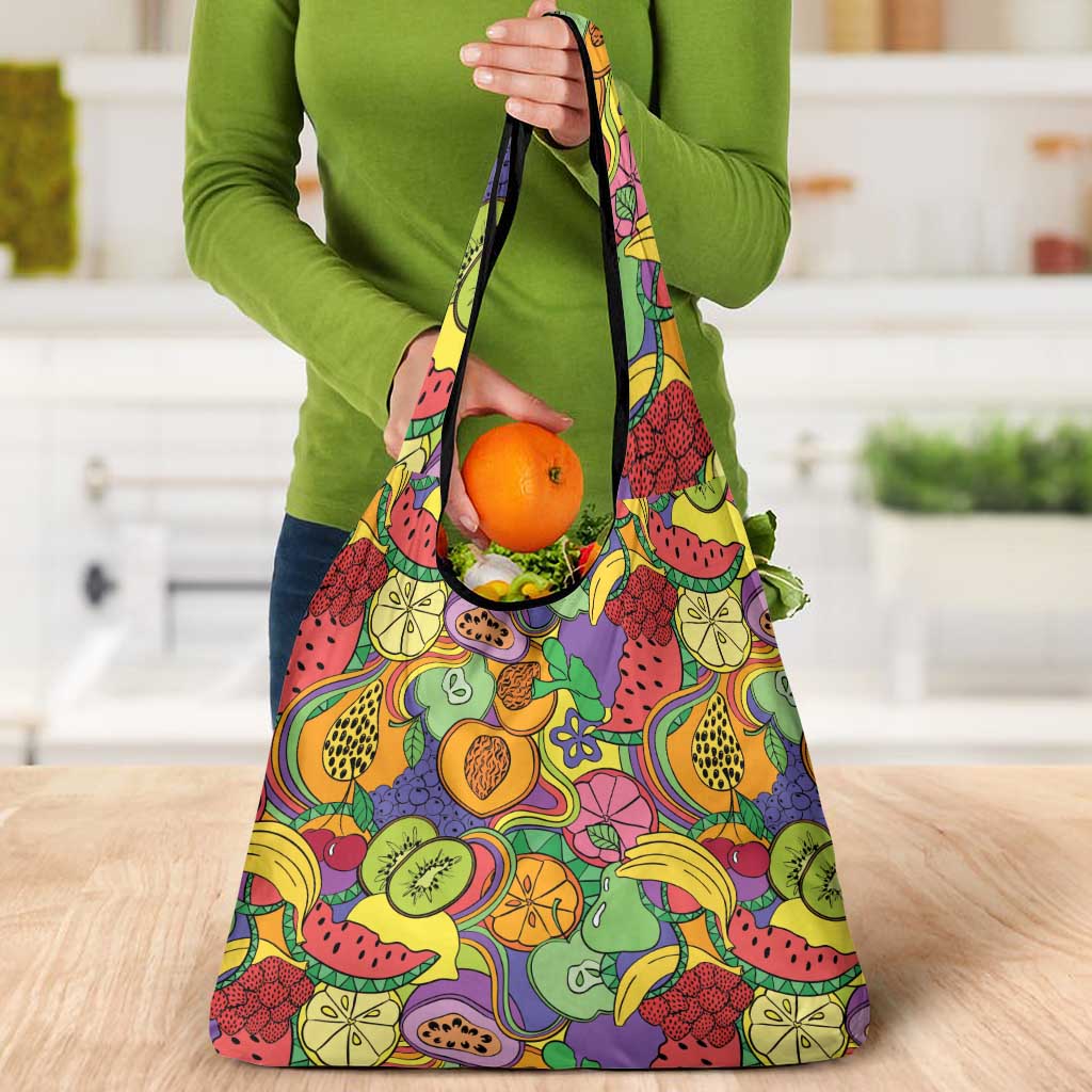Hawaii Fruits Hippie Style Grocery Bag Vibrant Colorful