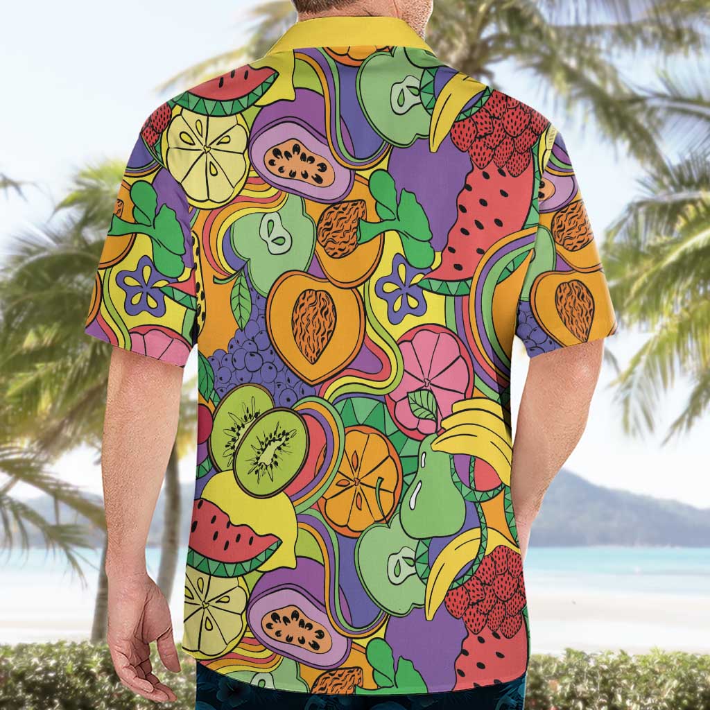 Hawaii Fruits Hippie Style Hawaiian Shirt Vibrant Colorful