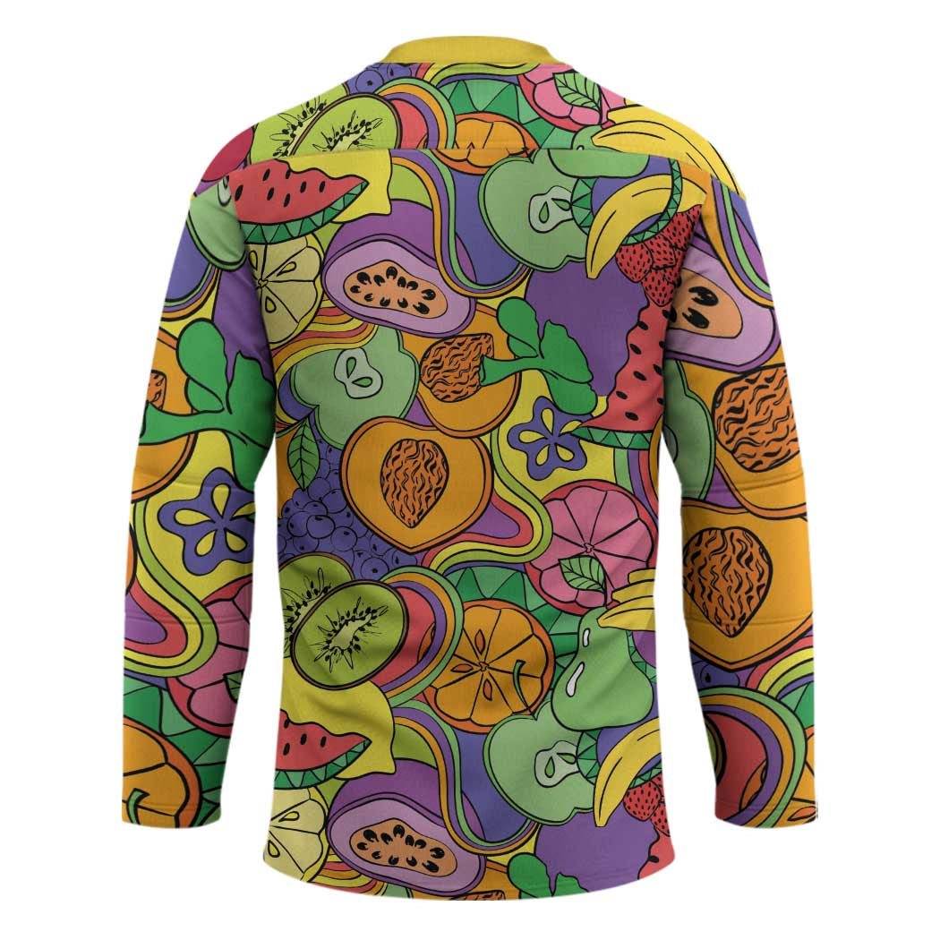 Hawaii Fruits Hippie Style Hockey Jersey Vibrant Colorful