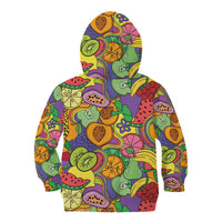 Hawaii Fruits Hippie Style Kid Hoodie Vibrant Colorful