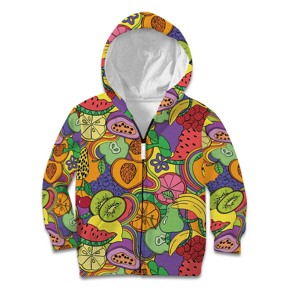 Hawaii Fruits Hippie Style Kid Hoodie Vibrant Colorful