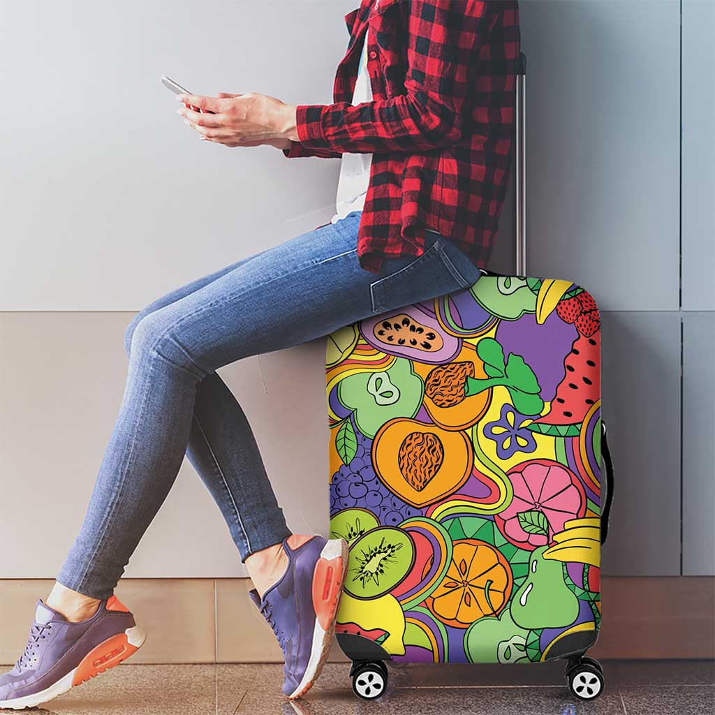 Hawaii Fruits Hippie Style Luggage Cover Vibrant Colorful