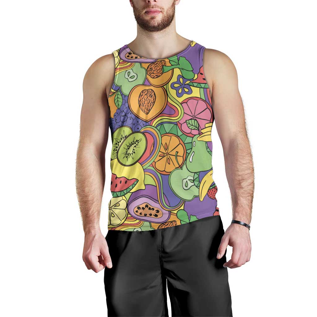 Hawaii Fruits Hippie Style Men Tank Top Vibrant Colorful