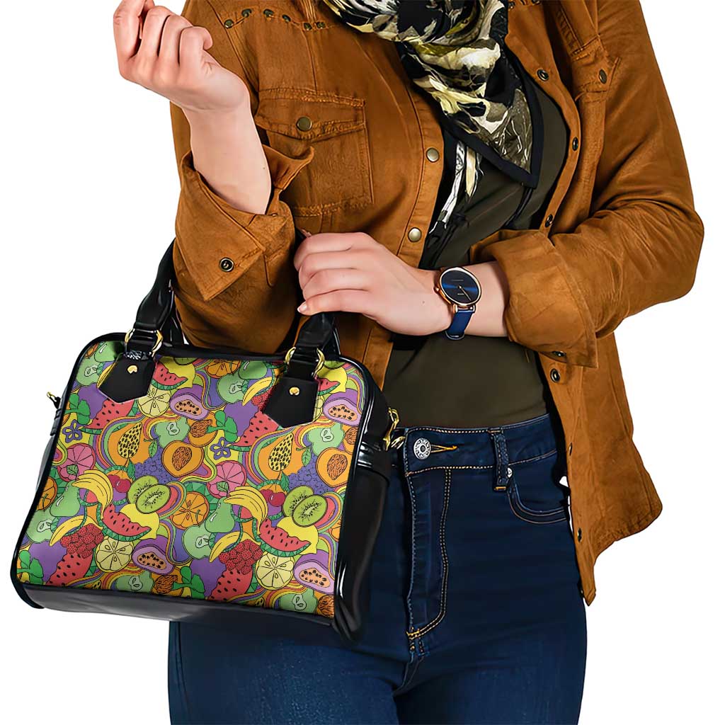 Hawaii Fruits Hippie Style Shoulder Handbag Vibrant Colorful