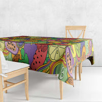 Hawaii Fruits Hippie Style Tablecloth Vibrant Colorful