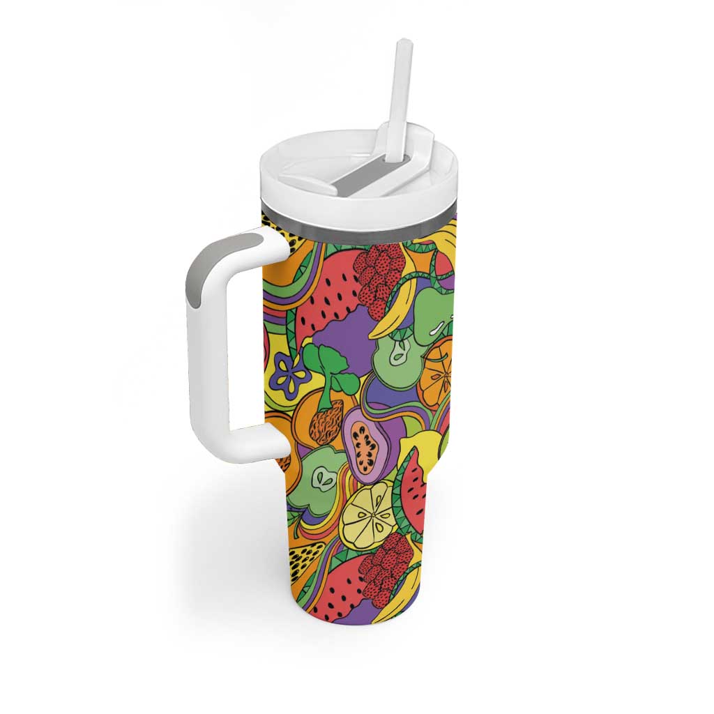 Hawaii Fruits Hippie Style Tumbler With Handle Vibrant Colorful