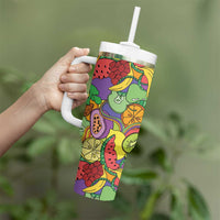 Hawaii Fruits Hippie Style Tumbler With Handle Vibrant Colorful