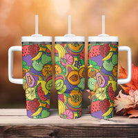 Hawaii Fruits Hippie Style Tumbler With Handle Vibrant Colorful