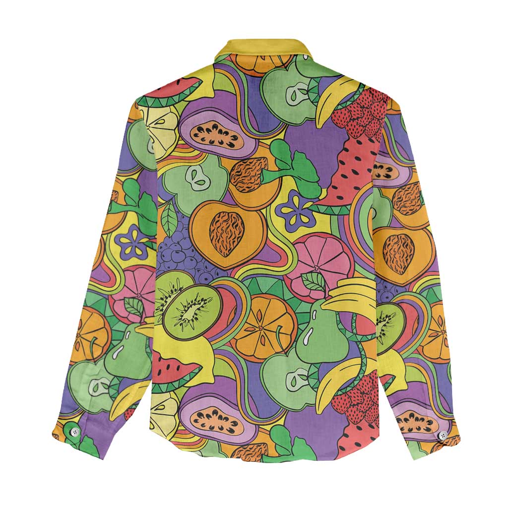 Hawaii Fruits Hippie Style Women Casual Shirt Vibrant Colorful