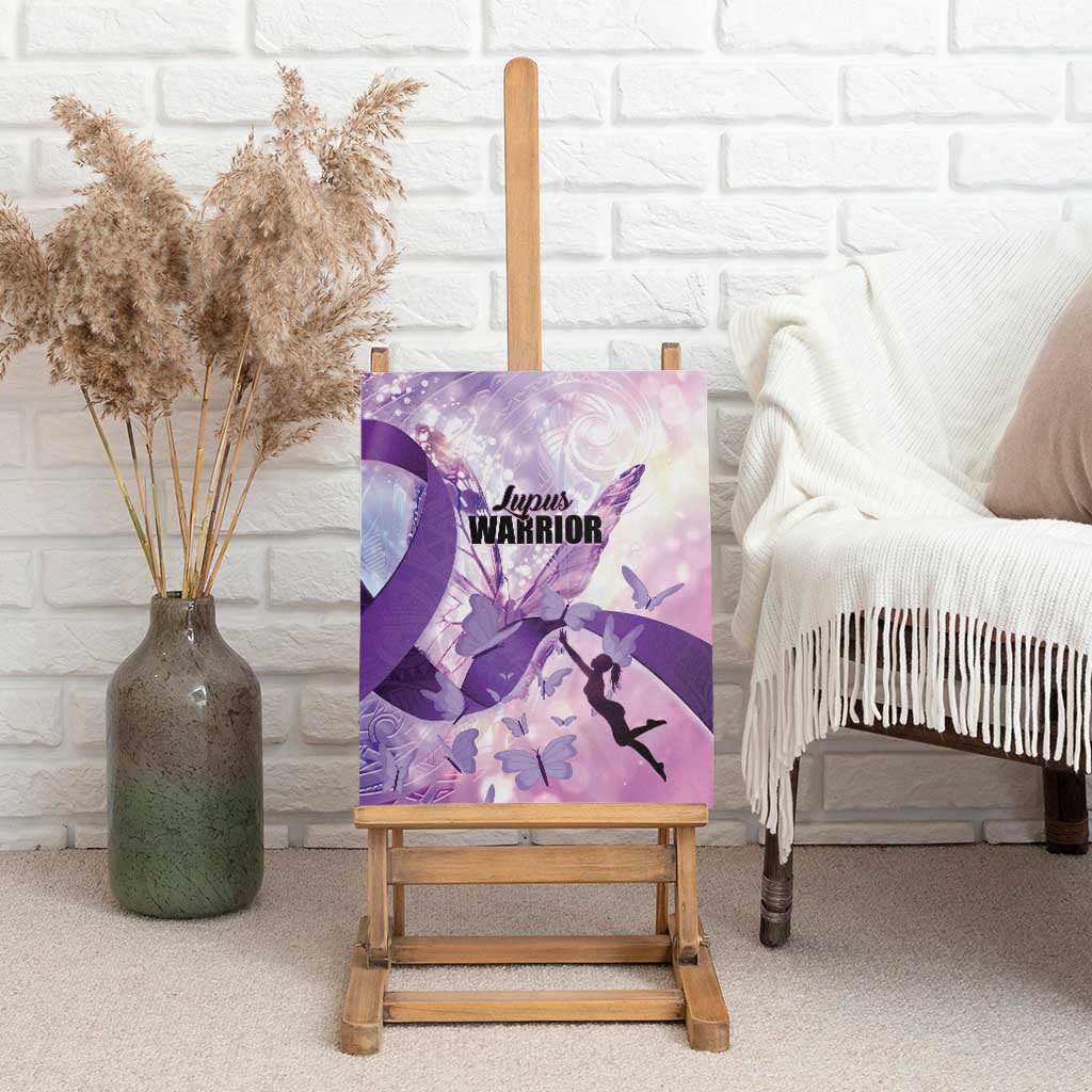 Polynesian Lupus Awareness Canvas Wall Art Butterfly Hologram Lupus Warrior