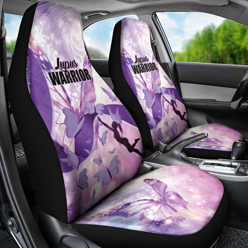 Polynesian Lupus Awareness Car Seat Cover Butterfly Hologram Lupus Warrior