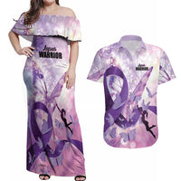 Personalized Polynesian Lupus Awareness Couples Matching Off Shoulder Maxi Dress and Hawaiian Shirt Butterfly Hologram Lupus Warrior