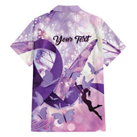 Personalized Polynesian Lupus Awareness Family Matching Off The Shoulder Long Sleeve Dress and Hawaiian Shirt Butterfly Hologram Lupus Warrior LT01 - Polynesian Pride
