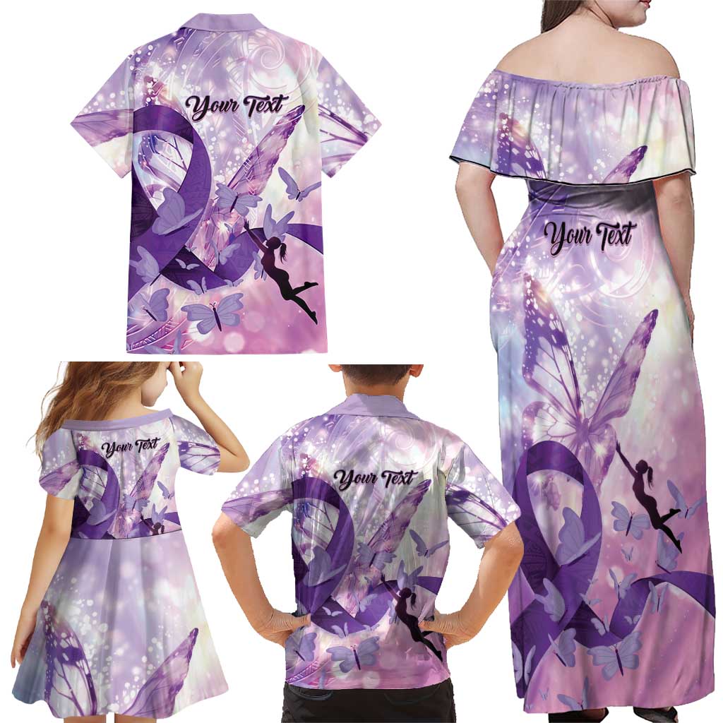 Personalized Polynesian Lupus Awareness Family Matching Off Shoulder Maxi Dress and Hawaiian Shirt Butterfly Hologram Lupus Warrior