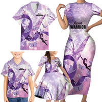 Personalized Polynesian Lupus Awareness Family Matching Short Sleeve Bodycon Dress and Hawaiian Shirt Butterfly Hologram Lupus Warrior LT01 - Polynesian Pride