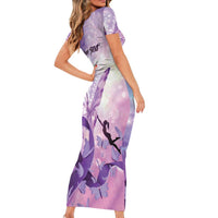Personalized Polynesian Lupus Awareness Family Matching Short Sleeve Bodycon Dress and Hawaiian Shirt Butterfly Hologram Lupus Warrior LT01 - Polynesian Pride