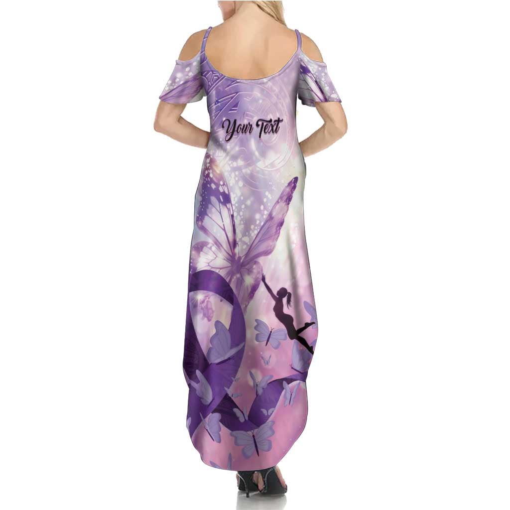 Personalized Polynesian Lupus Awareness Family Matching Summer Maxi Dress and Hawaiian Shirt Butterfly Hologram Lupus Warrior