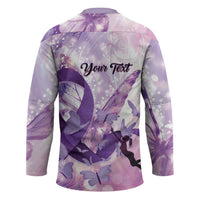 Personalized Polynesian Lupus Awareness Hockey Jersey Butterfly Hologram Lupus Warrior