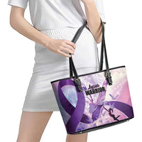 Polynesian Lupus Awareness Leather Tote Bag Butterfly Hologram Lupus Warrior