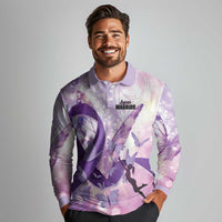 Personalized Polynesian Lupus Awareness Long Sleeve Polo Shirt Butterfly Hologram Lupus Warrior