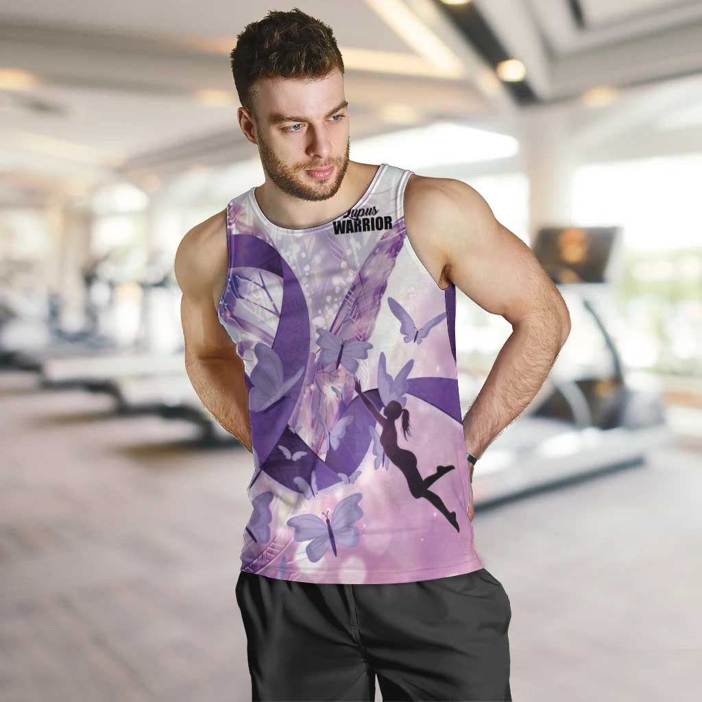 Personalized Polynesian Lupus Awareness Men Tank Top Butterfly Hologram Lupus Warrior