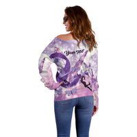 Personalized Polynesian Lupus Awareness Off Shoulder Sweater Butterfly Hologram Lupus Warrior