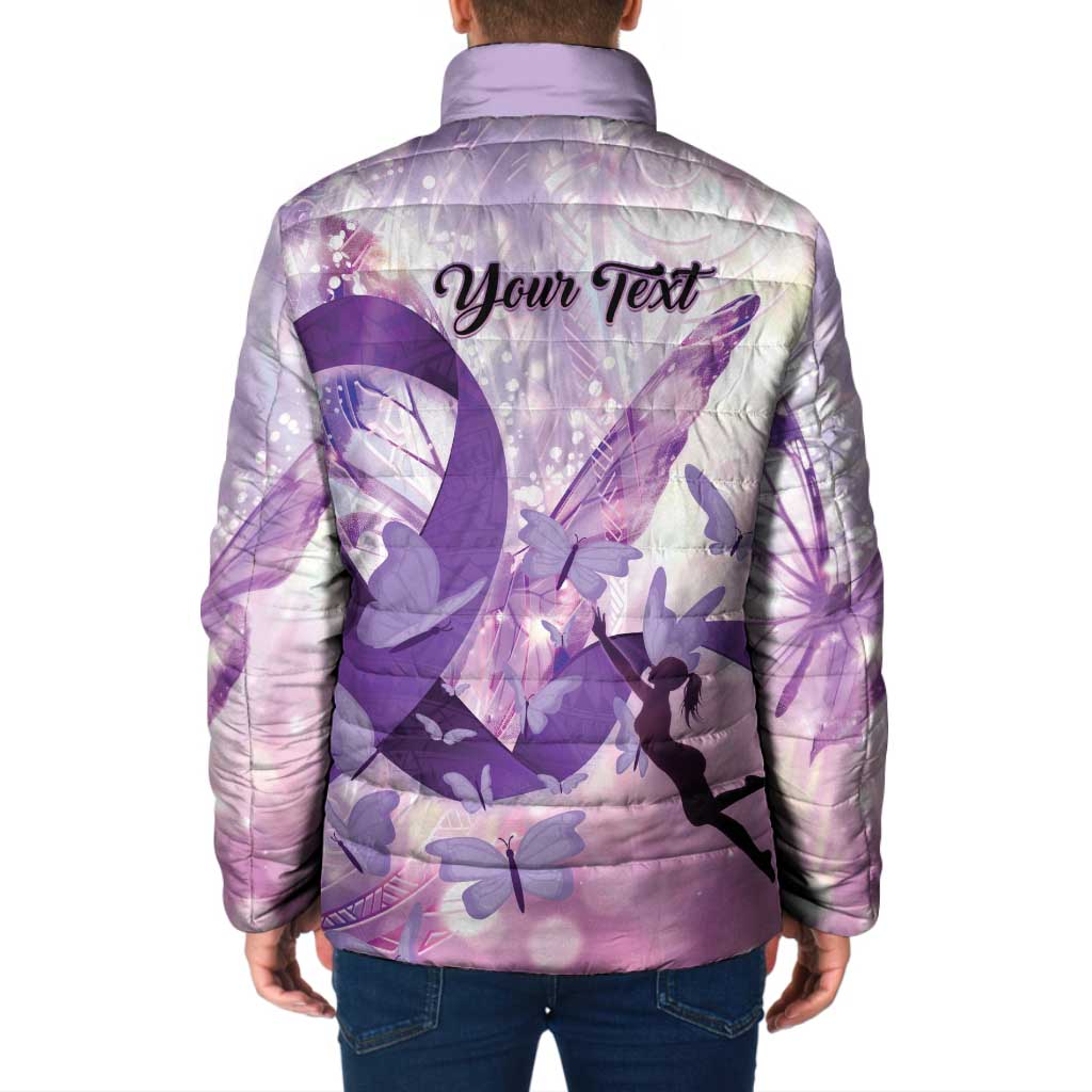 Personalized Polynesian Lupus Awareness Padded Jacket Butterfly Hologram Lupus Warrior