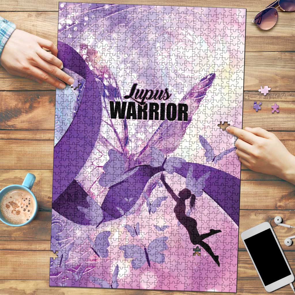 Polynesian Lupus Awareness Puzzle Butterfly Hologram Lupus Warrior