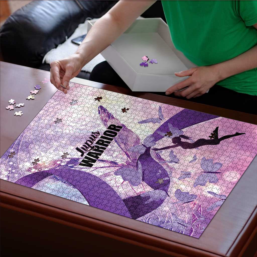 Polynesian Lupus Awareness Puzzle Butterfly Hologram Lupus Warrior
