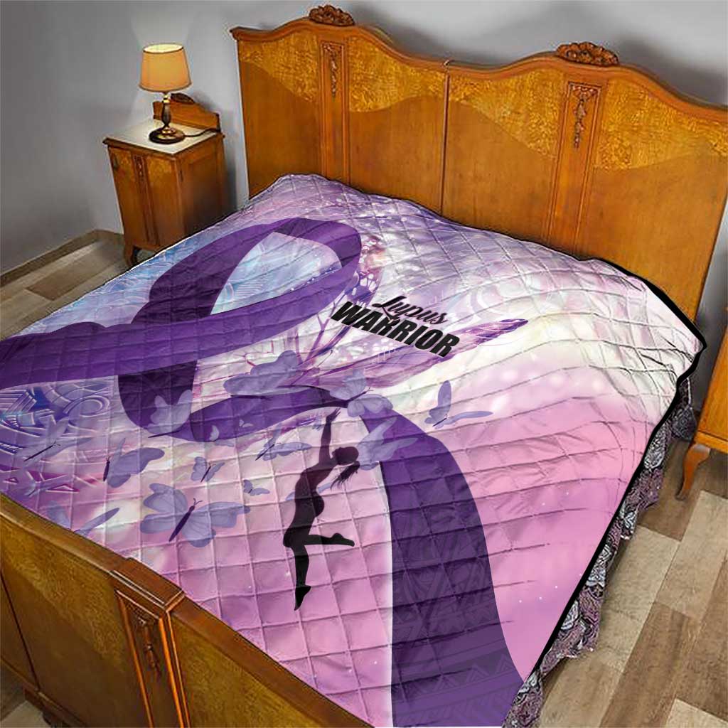 Polynesian Lupus Awareness Quilt Butterfly Hologram Lupus Warrior