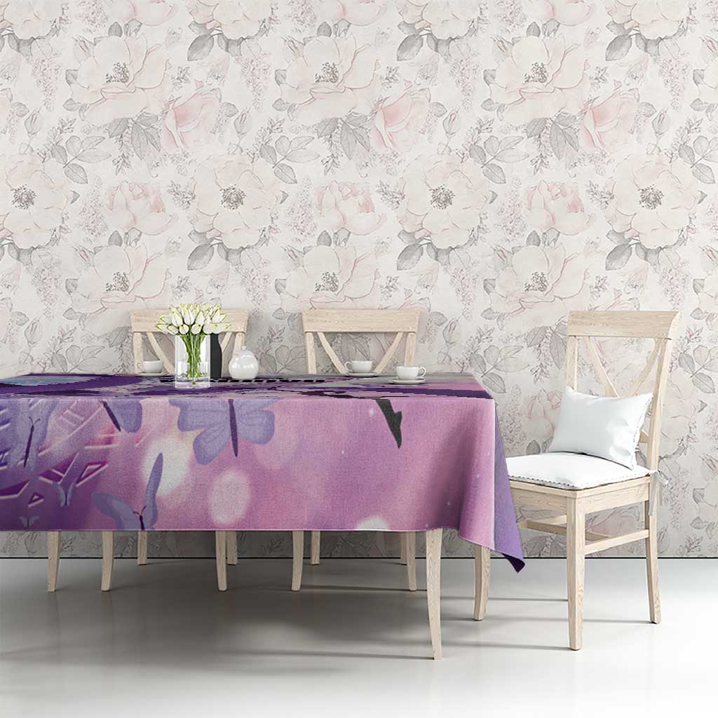 Polynesian Lupus Awareness Tablecloth Butterfly Hologram Lupus Warrior