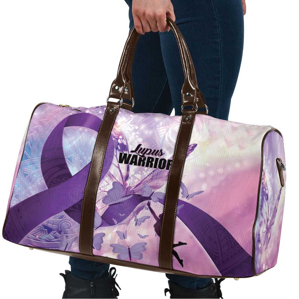 Polynesian Lupus Awareness Travel Bag Butterfly Hologram Lupus Warrior