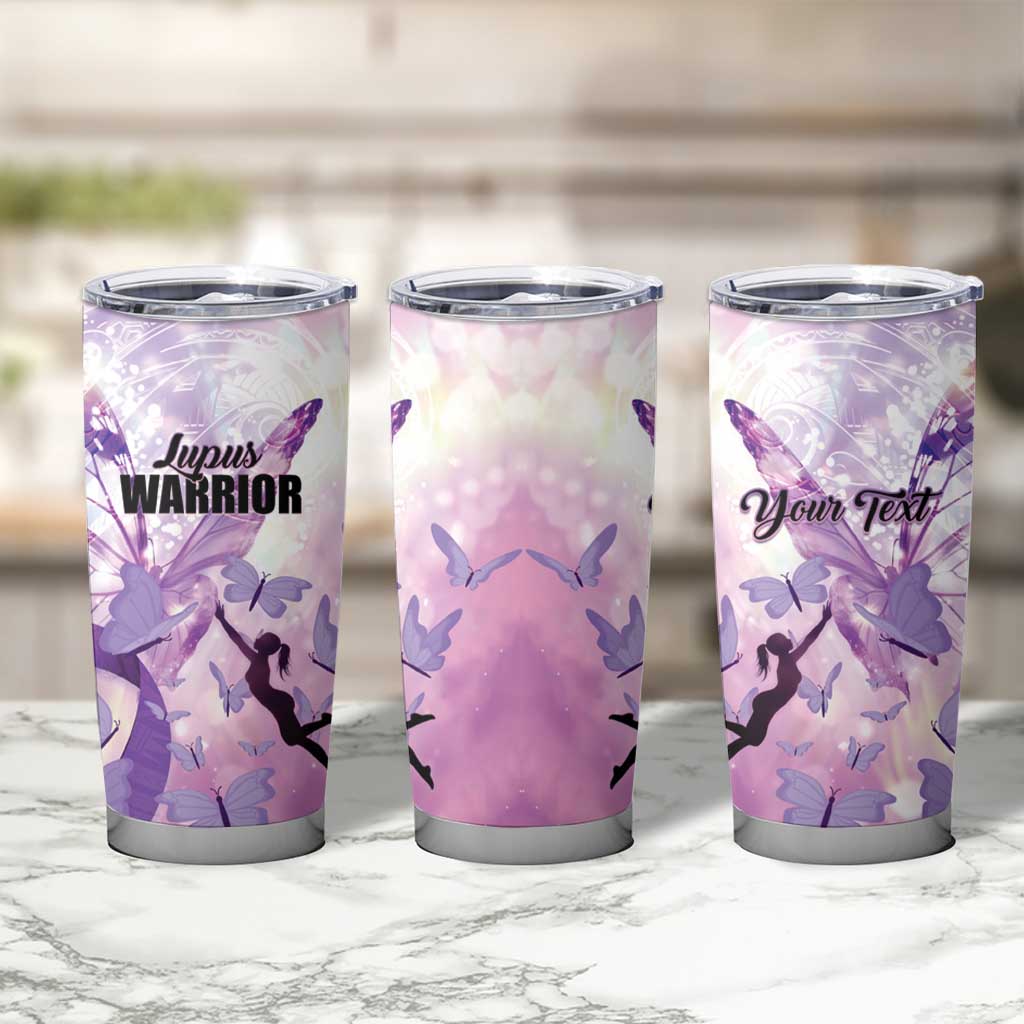 Personalized Polynesian Lupus Awareness Tumbler Cup Butterfly Hologram Lupus Warrior