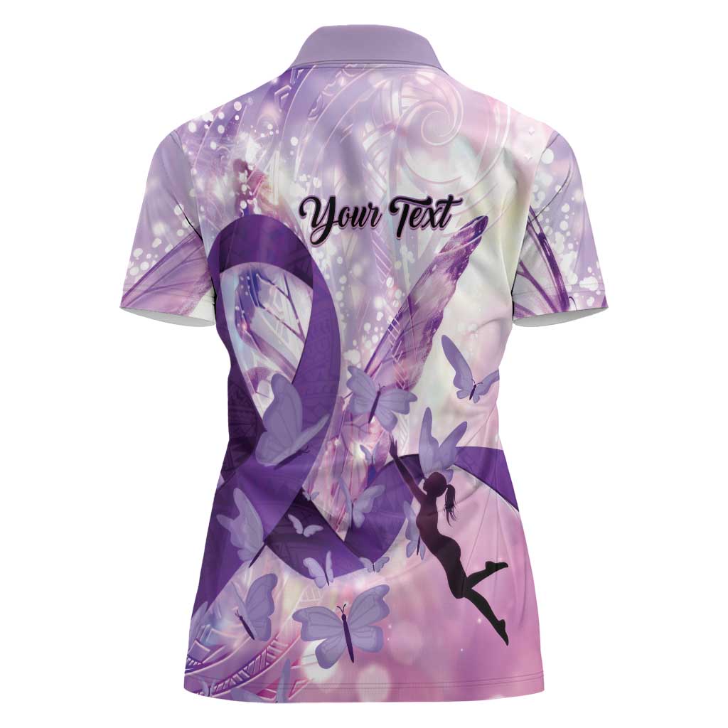 Personalized Polynesian Lupus Awareness Women Polo Shirt Butterfly Hologram Lupus Warrior