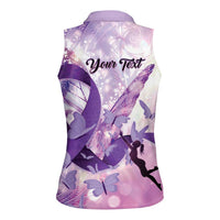 Personalized Polynesian Lupus Awareness Women Sleeveless Polo Shirt Butterfly Hologram Lupus Warrior