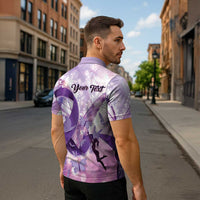 Personalized Polynesian Lupus Awareness Zipper Polo Shirt Butterfly Hologram Lupus Warrior