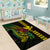 Hawaii Kakau Hammerhead Shark Area Rug Neon Plumeria Pattern