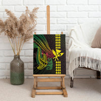 Hawaii Kakau Hammerhead Shark Canvas Wall Art Neon Plumeria Pattern