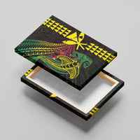 Hawaii Kakau Hammerhead Shark Canvas Wall Art Neon Plumeria Pattern