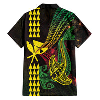 Hawaii Kakau Hammerhead Shark Family Matching Long Sleeve Bodycon Dress and Hawaiian Shirt Neon Plumeria Pattern LT01 - Polynesian Pride