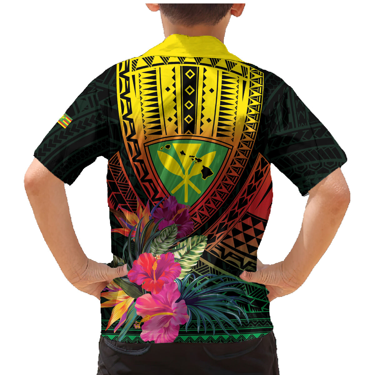 Hawaii Kanaka Maoli Flag Day Family Matching Mermaid Dress and Hawaiian Shirt Tropical Flowers LT01 - Polynesian Pride
