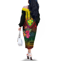 Hawaii Kanaka Maoli Flag Day Family Matching Off The Shoulder Long Sleeve Dress and Hawaiian Shirt Tropical Flowers LT01 - Polynesian Pride