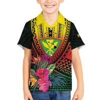 Hawaii Kanaka Maoli Flag Day Family Matching Off The Shoulder Long Sleeve Dress and Hawaiian Shirt Tropical Flowers LT01 Son's Shirt Black - Polynesian Pride