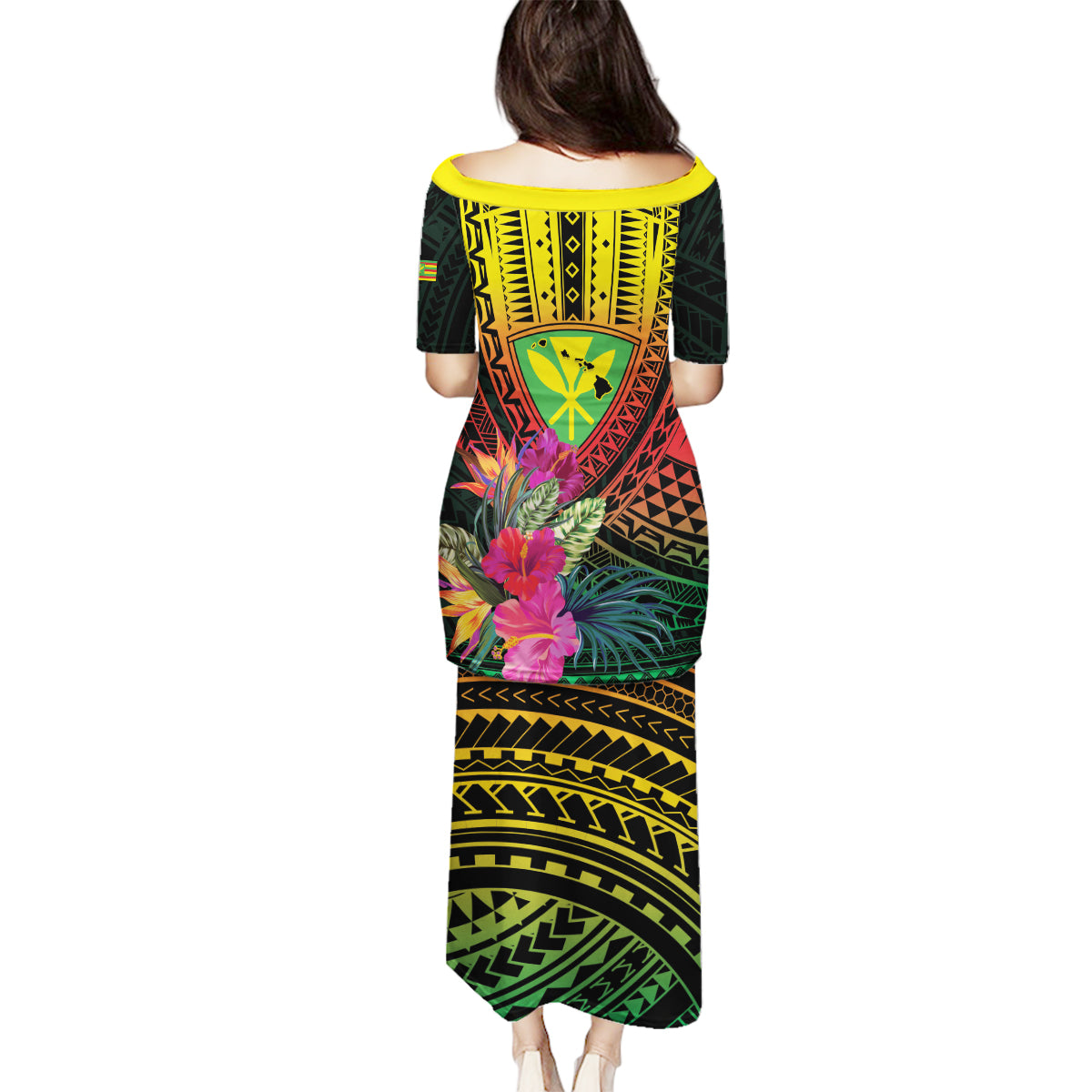 Hawaii Kanaka Maoli Flag Day Family Matching Puletasi and Hawaiian Shirt Tropical Flowers LT01 - Polynesian Pride