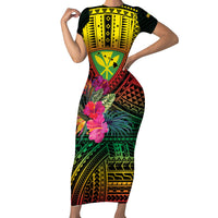 Hawaii Kanaka Maoli Flag Day Family Matching Short Sleeve Bodycon Dress and Hawaiian Shirt Tropical Flowers LT01 Mom's Dress Black - Polynesian Pride